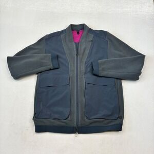 Lululemon Lab Bomber Jacket Mens L Grey Navy Wool Fleece Full Zip Techwear
